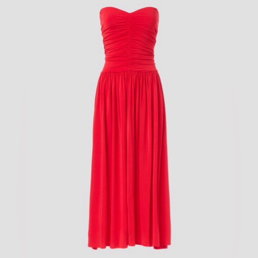 Rosetta Getty Strapless Red Maxi Dress